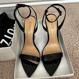 Schutz Black Patent Wedge Heel